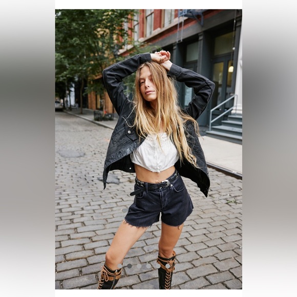 Free People Rumors Denim Jacket-Blk-XS-NWT - Picture 2 of 9